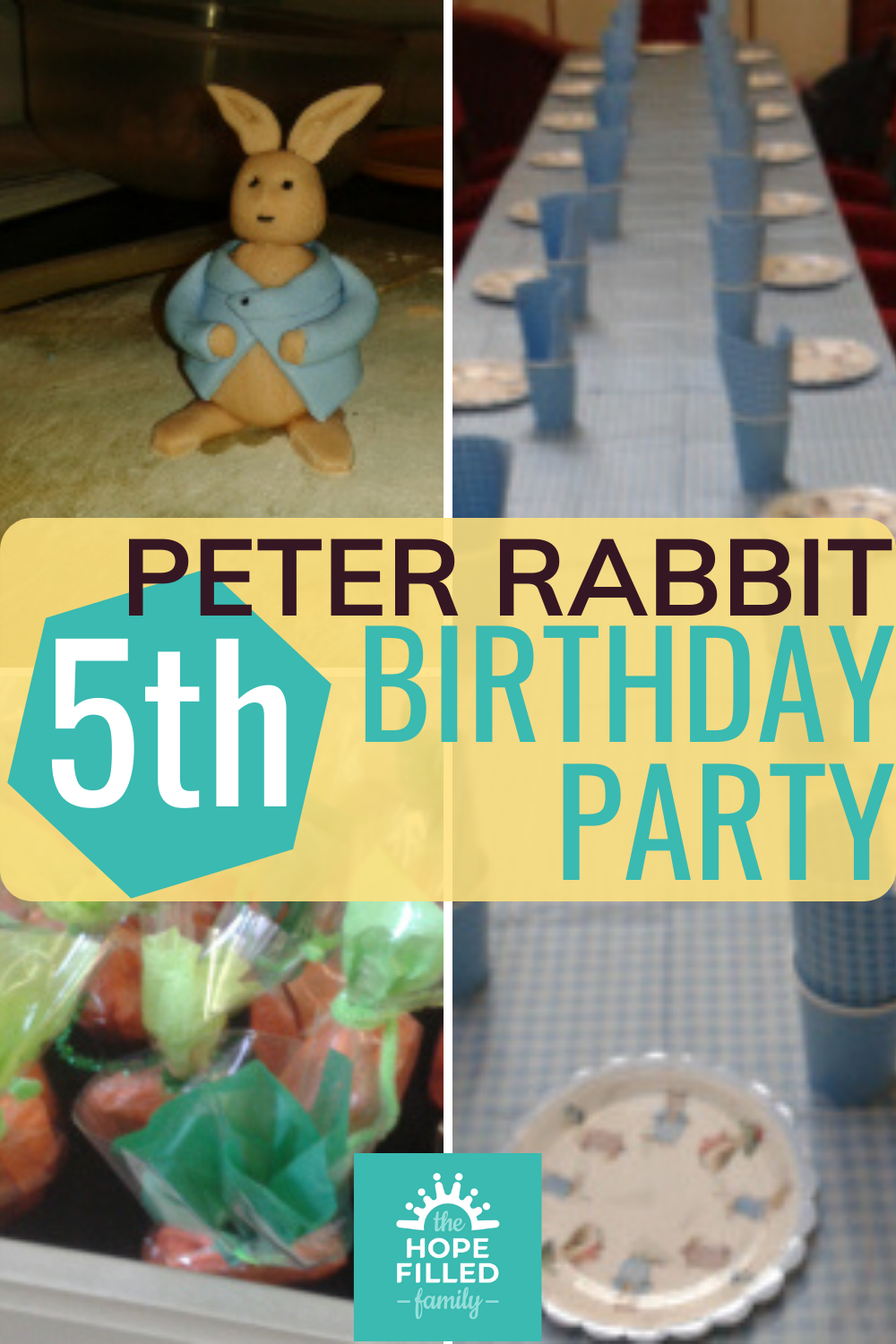 Peter Rabbit themed 5th birthday party for a 5 year old boy. Crafts, games, activities, food and decorations.