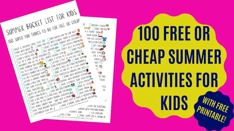 Huge list of free/cheap activities to keep your children happy this summer - with FREE summer bucket list download! #kids #summer #bucketlist #activities #free